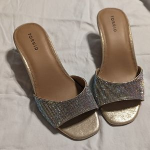 Torrid Rhinestone square toe mules. Size 10 wide